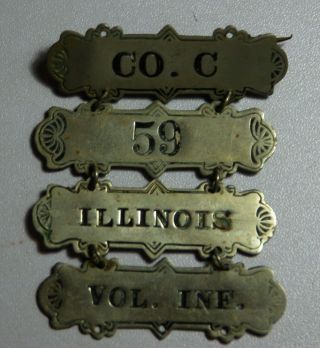 Antique Us Civil War Union Ladder Badge Co.  C 59 Illinois Vol Inf.