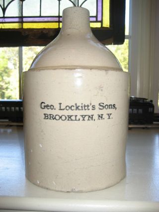 Antique Stoneware: Advertising Jug For Geo.  Lockitt 
