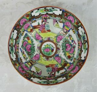 VTG Canton Famille Rose Medallion Decor Bowl Hand Painted Porcelain Hong Kong 3