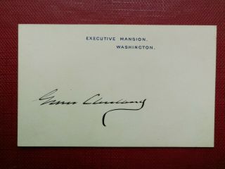 Grover Cleveland - Us President - Signed - White House Card - Autograph C.  1893