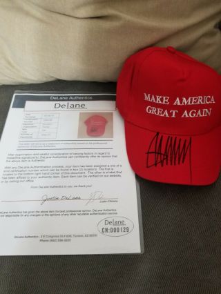 Donald Trump Autographed Red Make America Great Again Hat Authenticated