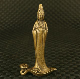 Blessing Asian Bronze Guanyin Buddha Statue Collectable Decoration Ornament