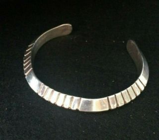 Heavy Signed Vintage Navajo Triangle Sterling Silver Bracelet