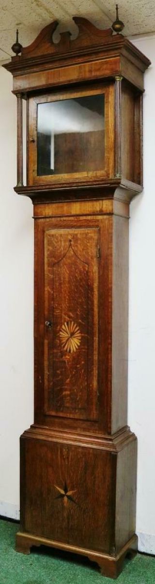 Antique English Inlaid Oak Longcase Grandfather Clock Case Only,  Spares/repair