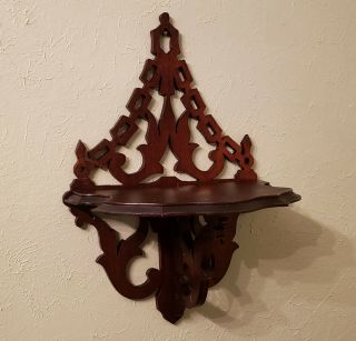 Antique Carved Wood Victorian Wall Shelf Small 10 1/2 " X 15 " Vintage