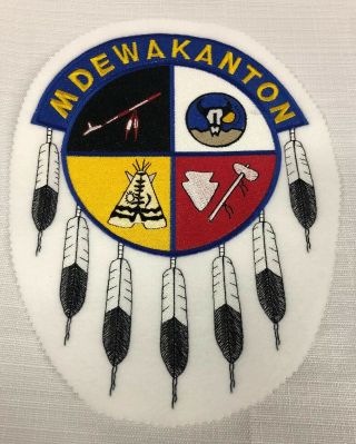 Shakopee Mdewakanton Sioux Embroidered Patch On White Felt Oval 11 " X 8 "