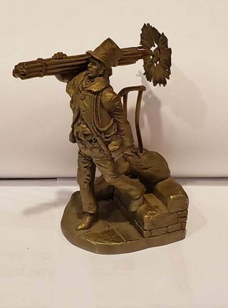 Vintage Franklin Colonial Pewter Metal Figure Statue 1977 The Chimney Sweep