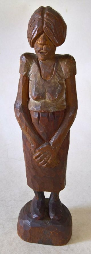 Vintage Hand Carved Folk Art Wood Figure – Quiet Woman – Andy Anderson Inspired? 2