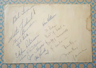 1948 Cleveland Indians Partial Team Signed Card World Series Champions Rare