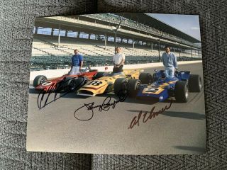 Al Unser Rutherford Aj Foyt Signed Indy 500 Front Row 8x10 Photo 1970 Autograph