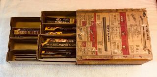 Vintage 1931 - 42 Trico Windshield Wiper Cabinet & 16 Flat Wiper Blades & 4 Arms
