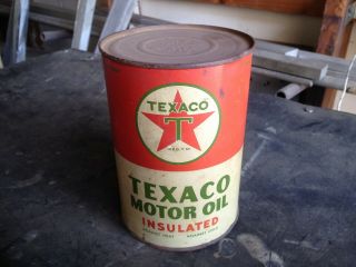 Texaco Vintage 1 Quart Insulated Motor Oil Can (full)