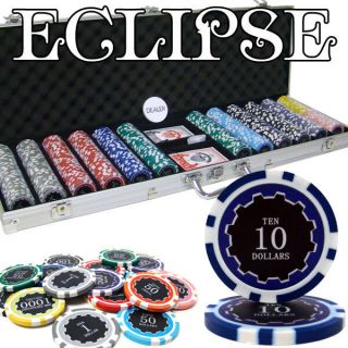 600 Eclipse 14g Clay Poker Chips Set With Aluminum Case - Pick Chips