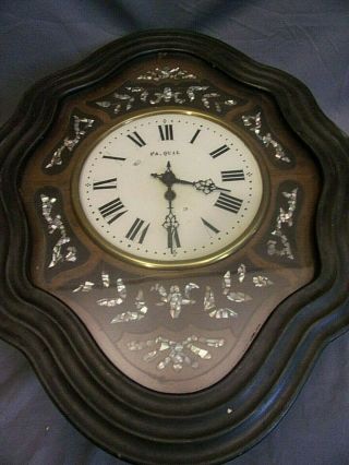 19th Century Victorian French Wall Clock 14 X 24 " Black Mop Ebonized Clock