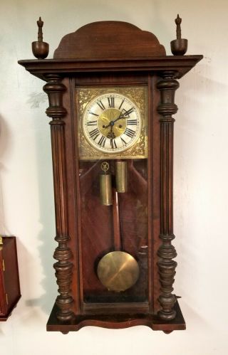 Awesome Antique German Gustav Becker 2 Weight Vienna Regulator Clock