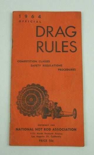 Vintage 1964 Official Nhra Drag Racing Rules Rulebook