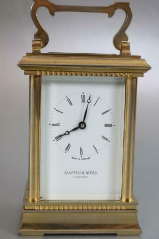 Heavy English Carriage Clock By Mappin & Webb Gold Plated Serviced &