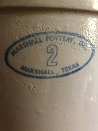 vintage Marshall Pottery 2 GALLON BLUE STONEWARE CROCK POTTERY 2