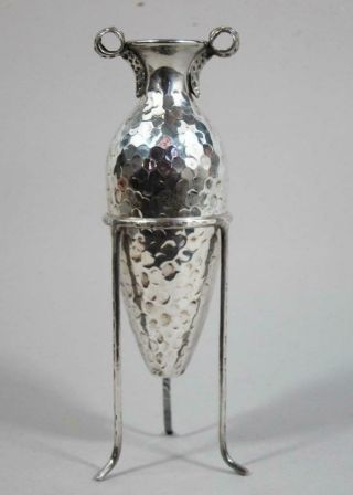 Solid Silver Grecian Urn Or Amphora Vase On Stand Vintage Antique