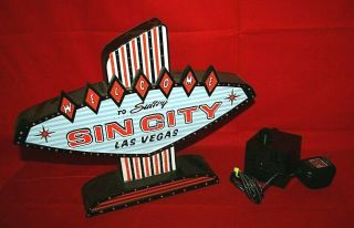 Vintage Welcome To Las Vegas Sin City Led Light Up Table Display Sign