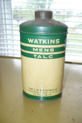 Vtg Watkins Mens Talc Tin Winona Mn Talcum Powder Tin