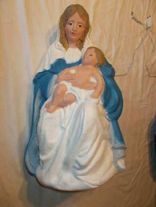 Vintage 1997 - 98 TPI Blow Mold Nativity Scene Joseph Mary Jesus Christmas Lighted 2