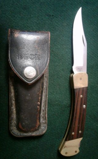 Vintage Buck 110 Folding Knife Usa Leather Sheath Knives Jackknife Lock Blade