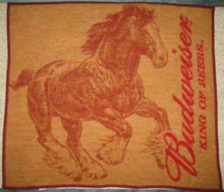 Vintage Biederlack Throw Lap Stadium Blanket Budweiser Clydesdale Horse Man Cave
