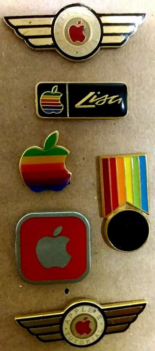 Apple Computer Vintage Pins Badges X 6