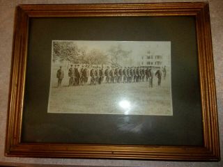 Framed Photograph Of 33 Civil War Union Soldiers At Parade Rest