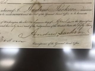 Andrew Jackson Signed Presidential Land Grant 3