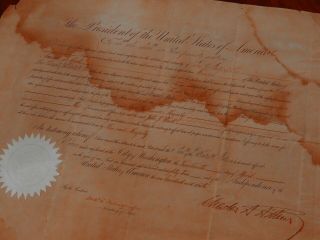 Chester A.  Arthur - Document Signed as President - Appoints Famed Civil War Poet 2
