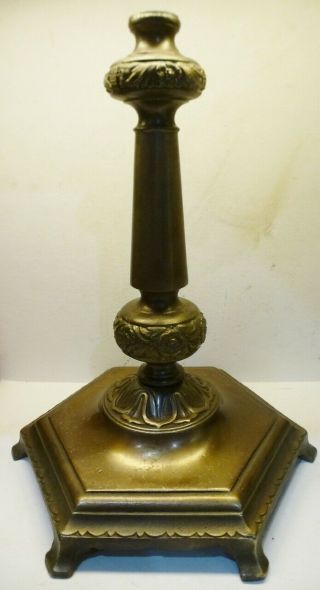 Vintage Antique Ornate Cast Iron Floor Lamp Light Base w/ Column Breaks & Nut 2