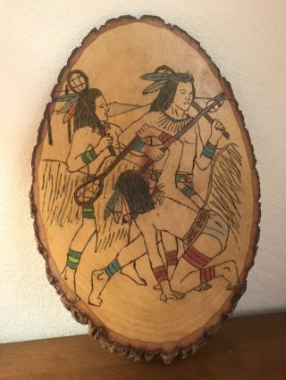 Native American Wood Carved Art - “choctaw Lacrosse Game” Stickball - Signed