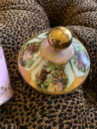 Antique Vintage Royal Vienna Austria Porcelain Gold Pink Covered Tall Jar Hg17 3