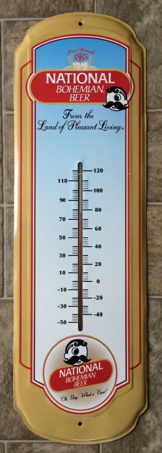 Vintage Thermometer Advertising National Bohemiam Beer Natty Bo Brewing Co Sign