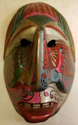 Hand Carved & Painted Wood African Face Huge Nose Mask Man Wall Accent