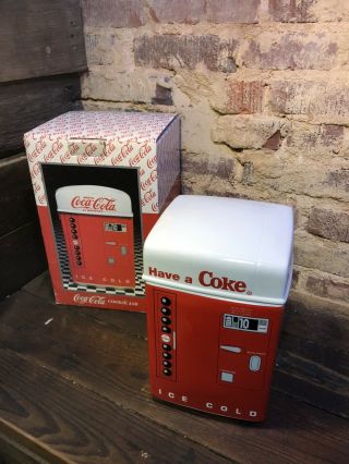 Vintage Coca Cola Cookie Jar 1995 Vending Machine Coke Ceramic Canister Enesco