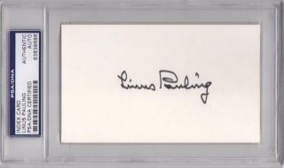 Linus Pauling Signed Autographed 3x5 Index Card Nobel Peace Prize Rare Psa/dna