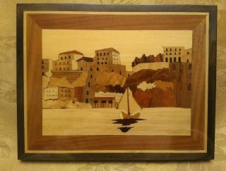 Vintage Sorrento Italy Inlaid Wood Marquetry Picture 9.  25 " X 7.  5 "
