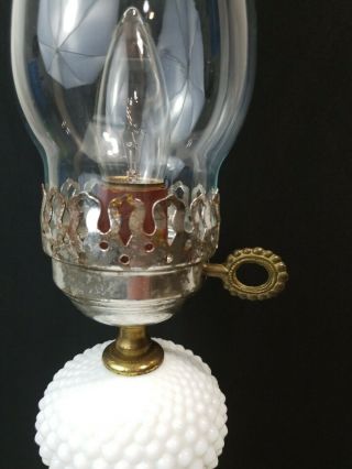Vintage Hobnail Milk Glass Hurricane Table Lamp with Chimney Lampshade Diffusers 3