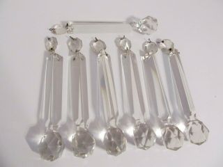Set Of 7 Large Antique Crystal Lustre Lamp Chandelier Glass Prisms