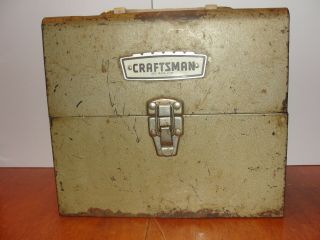Vintage Craftsman " Crown - Logo " Metal Tool Box Top Handle