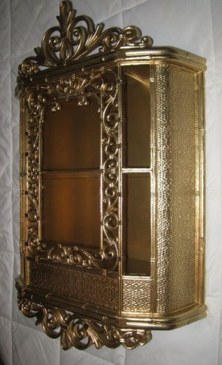 Vintage Curio Wall Mount Display Cabinet Syroco Resin Homco 3609 Gold