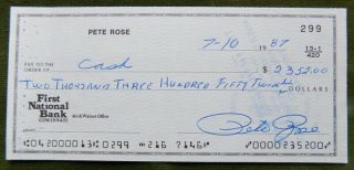 Pete Rose Vintage 1987 Autographed Personal Check River Downs Horse Racing Track