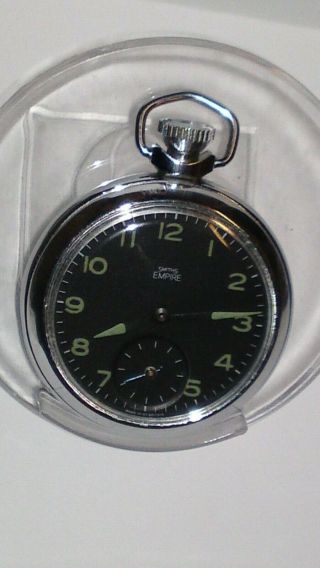 Vintage 1950s Smiths Empire Chrome Military Style Pocket Watch G.  W.  O