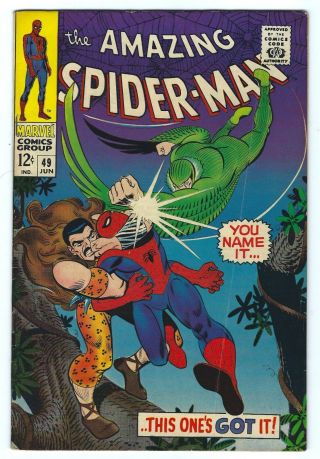The Spider - Man 49 (jun 1967,  Marvel) Kraven The Vulture Romita 5.  5 Fn -