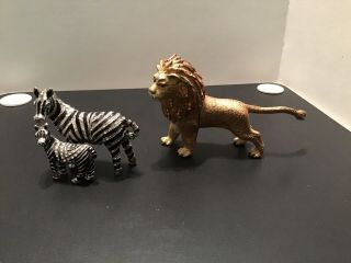 Two Metal Trinket Boxes Zebra And Lion