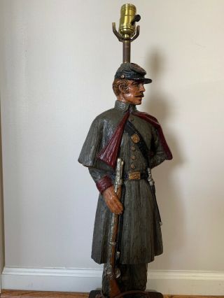 Vintage Confederate Civil War Soldier Lamp
