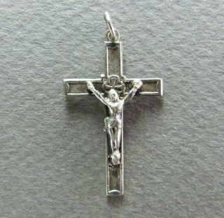 Small French Antique Silver Religious Cross Pendant Crucifix